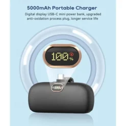 Small Portable Charger for iPhone with Built-in Lightning Cable 5000mAh Power Bank Fast Charging for Phone