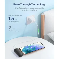 Small Portable Charger for iPhone with Built-in Lightning Cable 5000mAh Power Bank Fast Charging for Phone