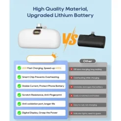 Small Portable Charger for iPhone with Built-in Lightning Cable 5000mAh Power Bank Fast Charging for Phone