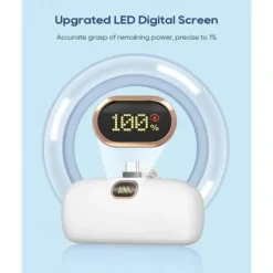 Small Portable Charger for iPhone with Built-in Lightning Cable 5000mAh Power Bank Fast Charging for Phone