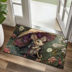 Small Rat Umbrella Doormat Floor Mats Washable Rugs Kitchen Mat Non-Slip Oil Proof Rug Indoor Outdoor Mat Bedroom Decor Bathroom Mat Entrance Rug