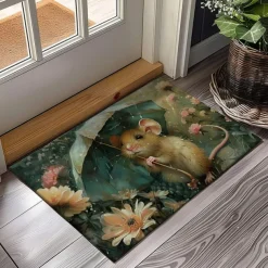 Small Rat Umbrella Doormat Floor Mats Washable Rugs Kitchen Mat Non-Slip Oil Proof Rug Indoor Outdoor Mat Bedroom Decor Bathroom Mat Entrance Rug