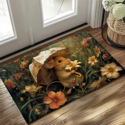 Small Rat Umbrella Doormat Floor Mats Washable Rugs Kitchen Mat Non-Slip Oil Proof Rug Indoor Outdoor Mat Bedroom Decor Bathroom Mat Entrance Rug