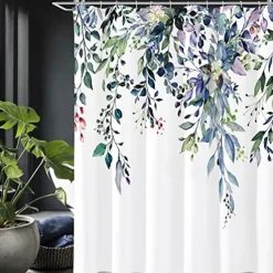 Small Stall Vintage Floral Shower Curtain Waterproof Fabric Botancial Flower Plant Shower Curtains for Bathroom