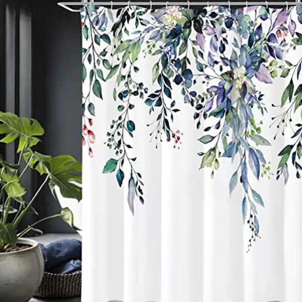 Small Stall Vintage Floral Shower Curtain Waterproof Fabric Botancial Flower Plant Shower Curtains for Bathroom