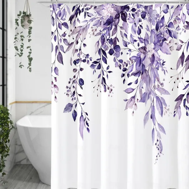 Small Stall Vintage Floral Shower Curtain Waterproof Fabric Botancial Flower Plant Shower Curtains for Bathroom