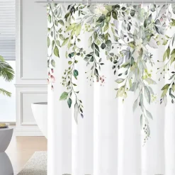 Small Stall Vintage Floral Shower Curtain Waterproof Fabric Botancial Flower Plant Shower Curtains for Bathroom