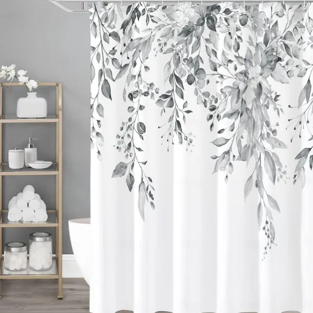 Small Stall Vintage Floral Shower Curtain Waterproof Fabric Botancial Flower Plant Shower Curtains for Bathroom