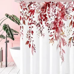 Small Stall Vintage Floral Shower Curtain Waterproof Fabric Botancial Flower Plant Shower Curtains for Bathroom