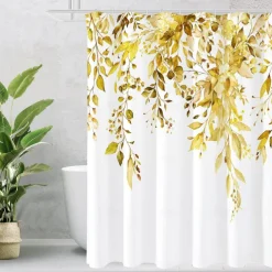 Small Stall Vintage Floral Shower Curtain Waterproof Fabric Botancial Flower Plant Shower Curtains for Bathroom