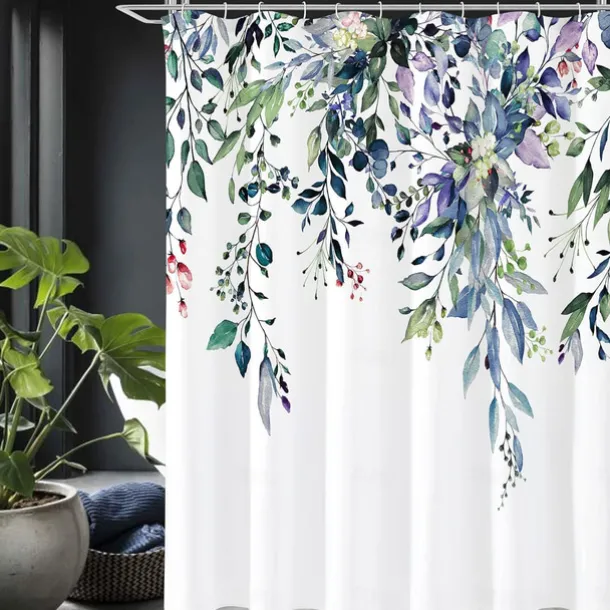 Small Stall Vintage Floral Shower Curtain Waterproof Fabric Botancial Flower Plant Shower Curtains for Bathroom