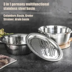 Smartdwel Basin, Germany Multifunctional Stainless Steel Basin, Smartdwel Multifunctional Stainless Steel Basin, 3 in 1 Stainless Steel Shredding & Drainage Chopping Basin