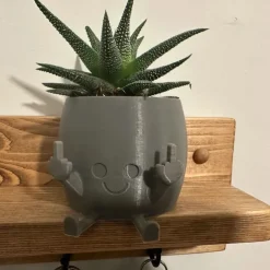 Smiling Plant Pot with Middle Fingers Up,Resin Plastic Ornaments Flower Pot, Planting Containers, Novelty Interesting Decorations, for Home Indoor Window, Desktop, Outdoor Patio Yard