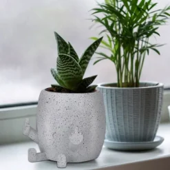 Smiling Plant Pot with Middle Fingers Up,Resin Plastic Ornaments Flower Pot, Planting Containers, Novelty Interesting Decorations, for Home Indoor Window, Desktop, Outdoor Patio Yard