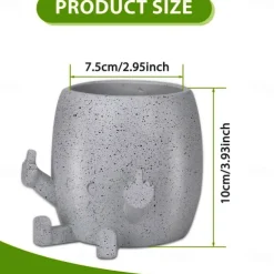 Smiling Plant Pot with Middle Fingers Up,Resin Plastic Ornaments Flower Pot, Planting Containers, Novelty Interesting Decorations, for Home Indoor Window, Desktop, Outdoor Patio Yard