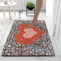 Smooth Stone Diatomaceous Earth Bath Mat Non-slip Super Absorbent Bathroom Rug Door Mat New Design