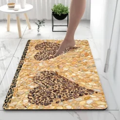 Smooth Stone Diatomaceous Earth Bath Mat Non-slip Super Absorbent Bathroom Rug Door Mat New Design