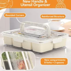 Snackle Box Container Divided Serving Tray with Lid, Portable Snack Platters Organizer, Charcuterie Container with 8 Compartments Food Storage Containers, Keep Your Candy, Chips Fresh.