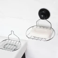 Soap Dish Stainless Steel Suction Cup Bathroom Soap Drain Rack Free Punching Wall Hanging Household Storage Soap Box