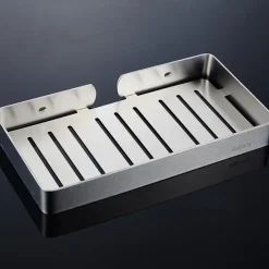 Soap Dishes Holders Hollow Modern Stainless Steel Bathroom Single Shelf Wall Mounted Silvery 1pc