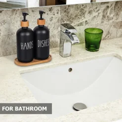 Soap Dispenser Set with Tray by Brighter Barns for Bathroom/Kitchen Hand and Dish Soap Dispenser for Bathroom Kitchen Sink Bamboo- Farmhouse Soap Dispenser(500ml*2)