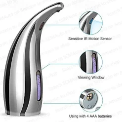 Soap Dispenser Touchless, No Touch Automatic Soap Dispenser for Kitchen, Bathroom, Shower (300ml, Silver)
