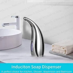 Soap Dispenser Touchless, No Touch Automatic Soap Dispenser for Kitchen, Bathroom, Shower (300ml, Silver)