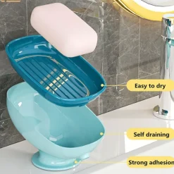 Soap Holder Self Draining for Sink Soap Holder Suction Cup Bar Soap Holder for Kitchen Bathtub