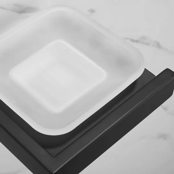 Soap Holder Stainless Steel and ABS with Glass Tray Wall Mounted Bathroom 1pc Painted Finishes, Chrome Electroplated and Brushed