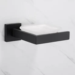 Soap Holder Stainless Steel and ABS with Glass Tray Wall Mounted Bathroom 1pc Painted Finishes, Chrome Electroplated and Brushed