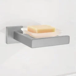 Soap Holder Stainless Steel and ABS with Glass Tray Wall Mounted Bathroom 1pc Painted Finishes, Chrome Electroplated and Brushed