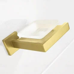 Soap Holder Stainless Steel and ABS with Glass Tray Wall Mounted Bathroom 1pc Painted Finishes, Chrome Electroplated and Brushed
