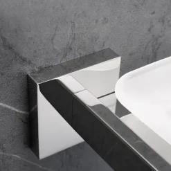 Soap Holder Stainless Steel and ABS with Glass Tray Wall Mounted Bathroom 1pc Painted Finishes, Chrome Electroplated and Brushed