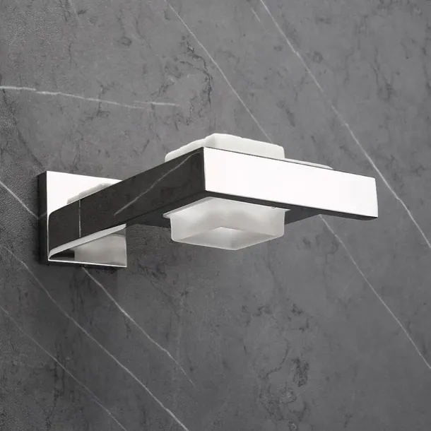 Soap Holder Stainless Steel and ABS with Glass Tray Wall Mounted Bathroom 1pc Painted Finishes, Chrome Electroplated and Brushed