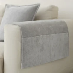 Sofa Armrest Cover Solid Color Extended Non slip Storage Cover Thick Chenille Sofa Armrest Cover