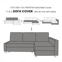 Sofa Bed Cover with Storage Solid Color Slipcovers FRIHETcover LITB PRIME cover