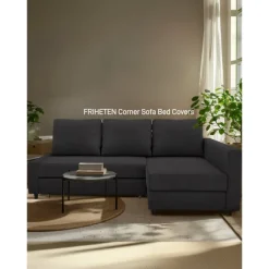 Sofa Bed Cover with Storage Solid Color Slipcovers FRIHETcover LITB PRIME cover