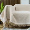 Sofa Couch Cover Cotton Sofa Slipcovers Sofa Towel Blanket Sofa Throws Covers for Cushion Couch, Couch Cover for Dogs Furniture Protector Cover with Tassel