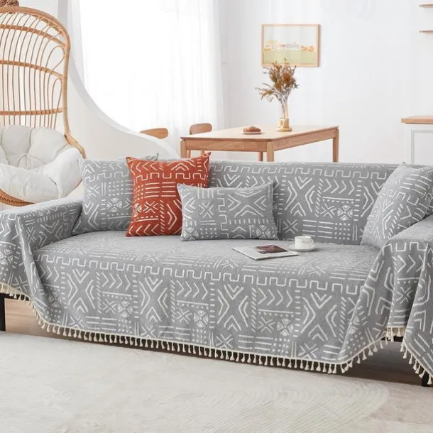 Sofa Cover Boho Sofa Blanket Throw Towel Chenille for Sectional Couch Armchair Loveseat 4 or 4 or 3 Seater L Shape Anti-Scratch Cat Washable