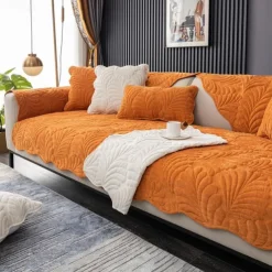 Sofa Cover for Dogs Pet, Burnt Orange Couch Cushion Cover Sectional Sofa Towel Slipcover, Anti Scratch Furniture Protector for Love Seat, Arm Chair(Not Sold By A Set)