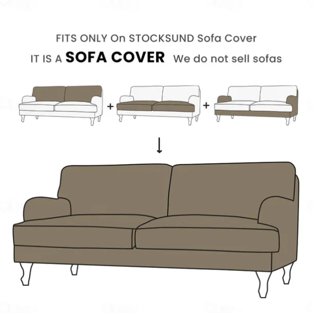 Sofa Cover 3-Seater Solid Color Slipcovers STOCKcover LITB PRIME cover