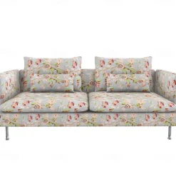 Sofa Covers 100% Cotton Floral Quilted Slipcovers 3-Seat with Armrests SODERcover LITB PRIME cover