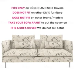 Sofa Covers 100% Cotton Floral Quilted Slipcovers 3-Seat with Armrests SODERcover LITB PRIME cover