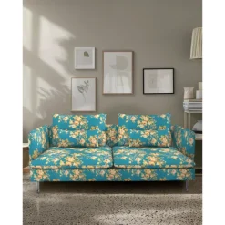 Sofa Covers 100% Cotton Floral Quilted Slipcovers 3-Seat with Armrests SODERcover LITB PRIME cover