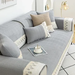 Sofa Mat Sofa Cover Couch Slipcover Grey Anti-Cat Scratch Sofa Seat Pad Cover for Armchair Loveseat 4 or 3 seater L shape for Kids, Pet, Cats(Not Sold By A Set)