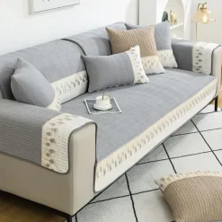 Sofa Mat Sofa Cover Couch Slipcover Grey Anti-Cat Scratch Sofa Seat Pad Cover for Armchair Loveseat 4 or 3 seater L shape for Kids, Pet, Cats(Not Sold By A Set)