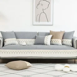 Sofa Mat Sofa Cover Couch Slipcover Grey Anti-Cat Scratch Sofa Seat Pad Cover for Armchair Loveseat 4 or 3 seater L shape for Kids, Pet, Cats(Not Sold By A Set)