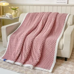 Soft Comfort Throw Sofa Blanket Stereoscopic Small Grid Blanket For Sofa Chair Couch Living Room Birthday Gift And Home Decor Portable Car Travel Cover Blanket