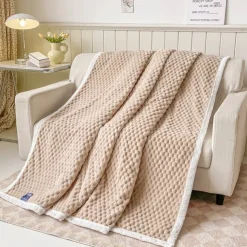Soft Comfort Throw Sofa Blanket Stereoscopic Small Grid Blanket For Sofa Chair Couch Living Room Birthday Gift And Home Decor Portable Car Travel Cover Blanket