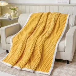 Soft Comfort Throw Sofa Blanket Stereoscopic Small Grid Blanket For Sofa Chair Couch Living Room Birthday Gift And Home Decor Portable Car Travel Cover Blanket
